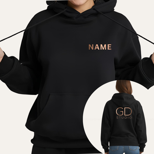 Hoodie Name Front + Logo Back